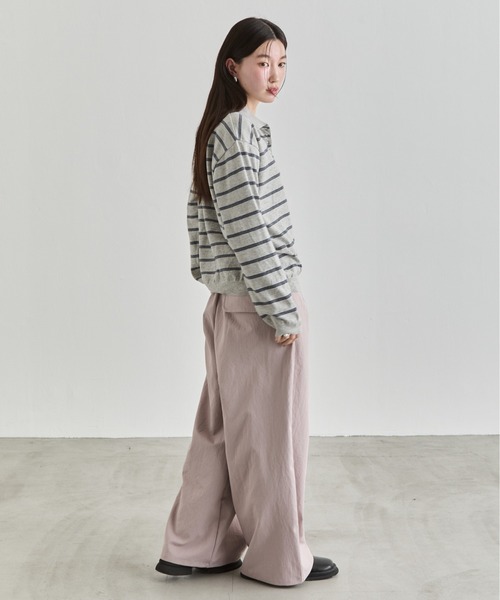 NUJOH(ヌゾ)の「Stripe Polo Sweat Top / ボーダーポロスウェットトップス(Tシャツ/カットソー・レディース・ブラウン/ブルー/グレー・FREE)」の15枚目の写真