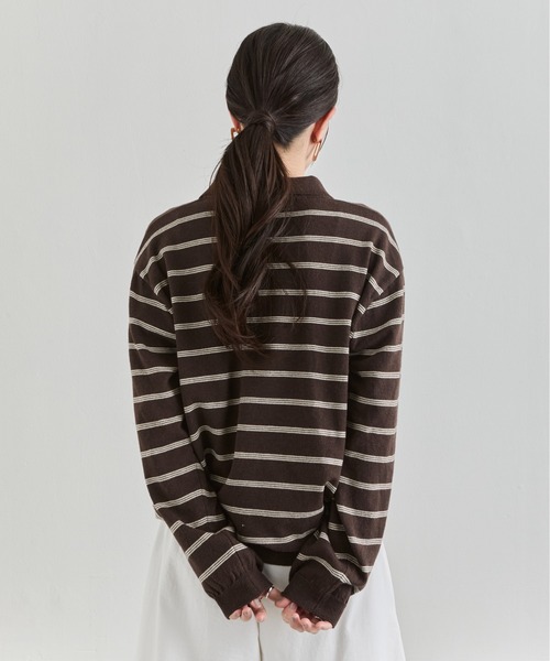 NUJOH(ヌゾ)の「Stripe Polo Sweat Top / ボーダーポロスウェットトップス(Tシャツ/カットソー・レディース・ブラウン/ブルー/グレー・FREE)」の21枚目の写真