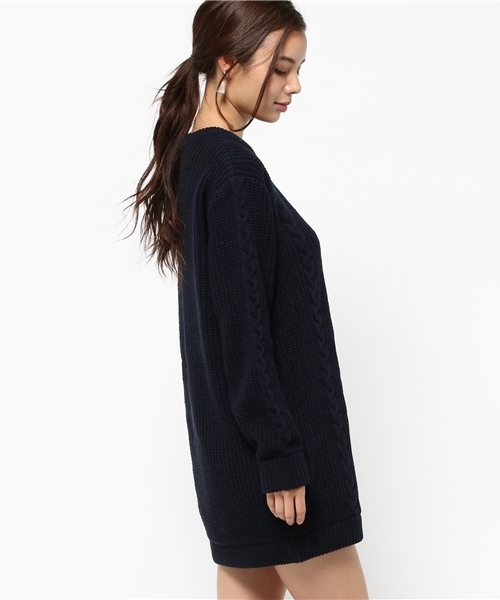 SLY（スライ）の「BLEND CABLE LG OP（ワンピース・レディース・ネイビー/カーキ/オフホワイト/キャメル・2/1）」の6枚目の写真