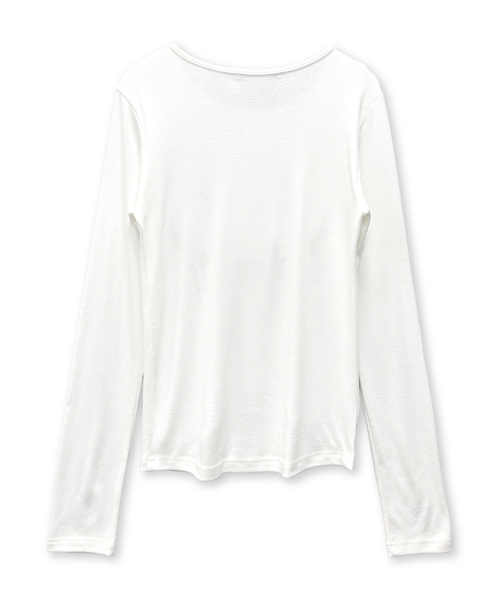 DAMISH(ダミシュ)の「タイポグラフィクロスUネックロングスリーブ_アイボリー(Tシャツ/カットソー・レディース・アイボリー・FREE)」の5枚目の写真