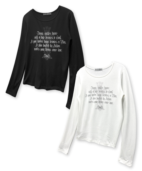 DAMISH(ダミシュ)の「タイポグラフィクロスUネックロングスリーブ_アイボリー(Tシャツ/カットソー・レディース・アイボリー・FREE)」の6枚目の写真