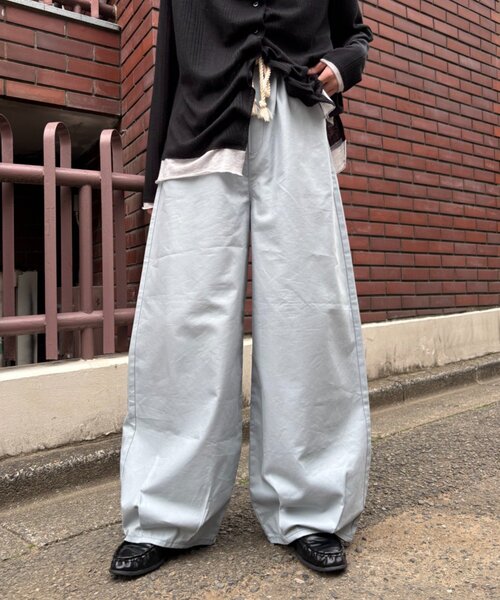 CIAOPANIC TYPY（チャオパニックティピー）の「【UNISEX】【プラスサイズあり】接触冷感配色ステッチカーブパンツ（チノパンツ・レディース・ベージュ/ブラック/サックスブルー・LARGE/MEDIUM/XX-LARGE）」の3枚目の写真