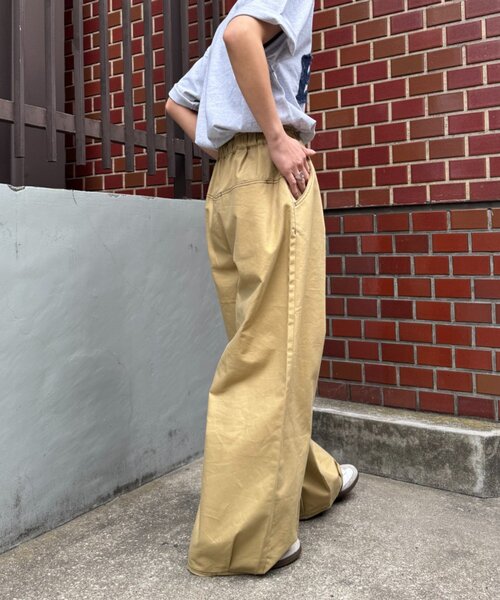 CIAOPANIC TYPY（チャオパニックティピー）の「【UNISEX】【プラスサイズあり】接触冷感配色ステッチカーブパンツ（チノパンツ・レディース・ベージュ/ブラック/サックスブルー・LARGE/MEDIUM/XX-LARGE）」の10枚目の写真