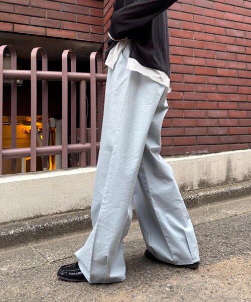 CIAOPANIC TYPY（チャオパニックティピー）の「【UNISEX】【プラスサイズあり】接触冷感配色ステッチカーブパンツ（チノパンツ・レディース・ベージュ/ブラック/サックスブルー・LARGE/MEDIUM/XX-LARGE）」の15枚目の写真