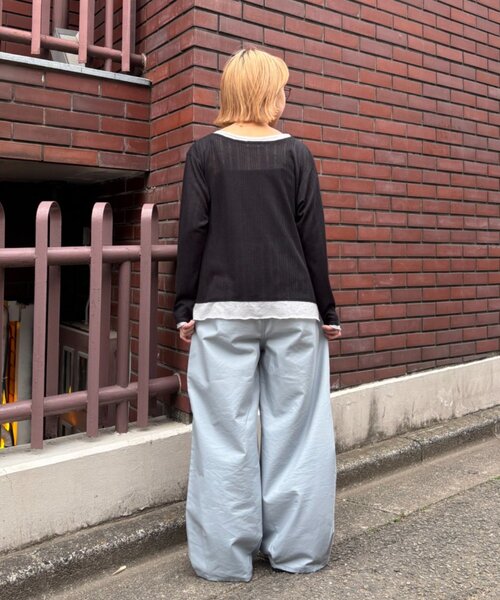 CIAOPANIC TYPY（チャオパニックティピー）の「【UNISEX】【プラスサイズあり】接触冷感配色ステッチカーブパンツ（チノパンツ・レディース・ベージュ/ブラック/サックスブルー・LARGE/MEDIUM/XX-LARGE）」の19枚目の写真