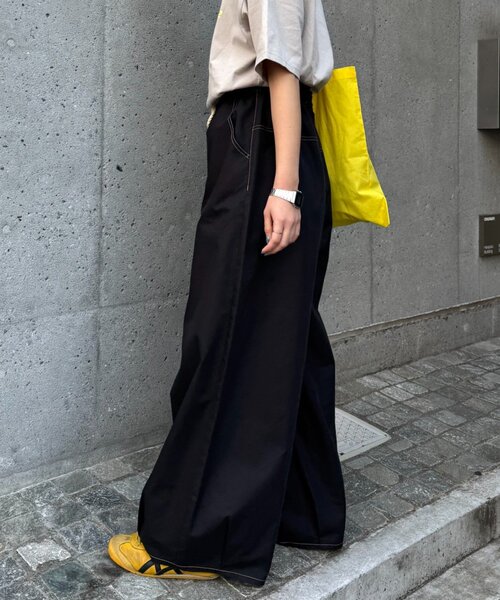 CIAOPANIC TYPY（チャオパニックティピー）の「【UNISEX】【プラスサイズあり】接触冷感配色ステッチカーブパンツ（チノパンツ・レディース・ベージュ/ブラック/サックスブルー・LARGE/MEDIUM/XX-LARGE）」の21枚目の写真