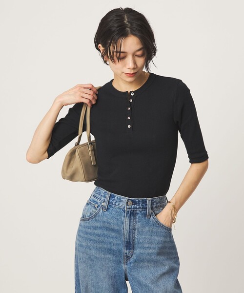 MILLER(ミラー)の「<Robert P. Miller>ヘンリーネック 5分袖 プルオーバー カットソー(Tシャツ/カットソー・レディース・ブラック/レッド/ホワイト/ダークブラウン・FREE)」の11枚目の写真