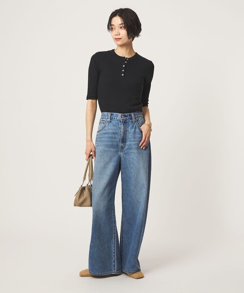 MILLER(ミラー)の「<Robert P. Miller>ヘンリーネック 5分袖 プルオーバー カットソー(Tシャツ/カットソー・レディース・ブラック/レッド/ホワイト/ダークブラウン・FREE)」の10枚目の写真