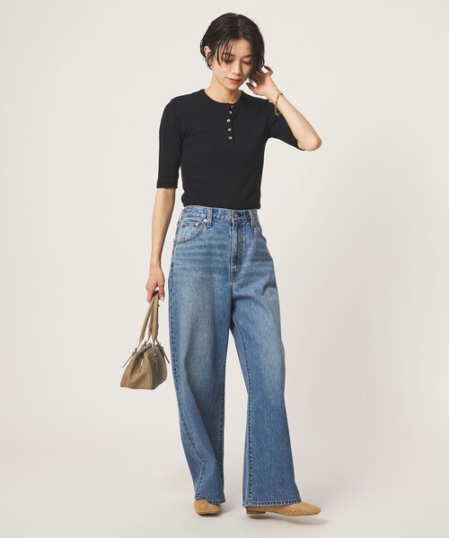 MILLER(ミラー)の「<Robert P. Miller>ヘンリーネック 5分袖 プルオーバー カットソー(Tシャツ/カットソー・レディース・ブラック/レッド/ホワイト/ダークブラウン・FREE)」の9枚目の写真