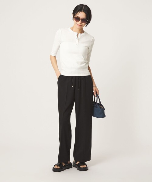 MILLER(ミラー)の「<Robert P. Miller>ヘンリーネック 5分袖 プルオーバー カットソー(Tシャツ/カットソー・レディース・ブラック/レッド/ホワイト/ダークブラウン・FREE)」の6枚目の写真