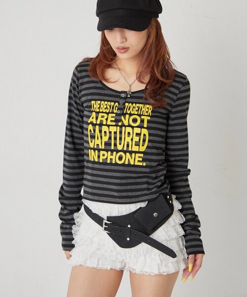 WHO'S WHO gallery(フーズフーギャラリー)の「メッセージドットリングヘンリートップス(Tシャツ/カットソー・レディース・サックスブルー/オフホワイト/チャコールグレー/ネイビー/ピンク・FREE)」の10枚目の写真