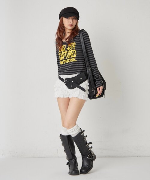 WHO'S WHO gallery(フーズフーギャラリー)の「メッセージドットリングヘンリートップス(Tシャツ/カットソー・レディース・サックスブルー/オフホワイト/チャコールグレー/ネイビー/ピンク・FREE)」の11枚目の写真