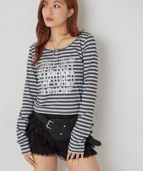 WHO'S WHO gallery(フーズフーギャラリー)の「メッセージドットリングヘンリートップス(Tシャツ/カットソー・レディース・サックスブルー/オフホワイト/チャコールグレー/ネイビー/ピンク・FREE)」の20枚目の写真