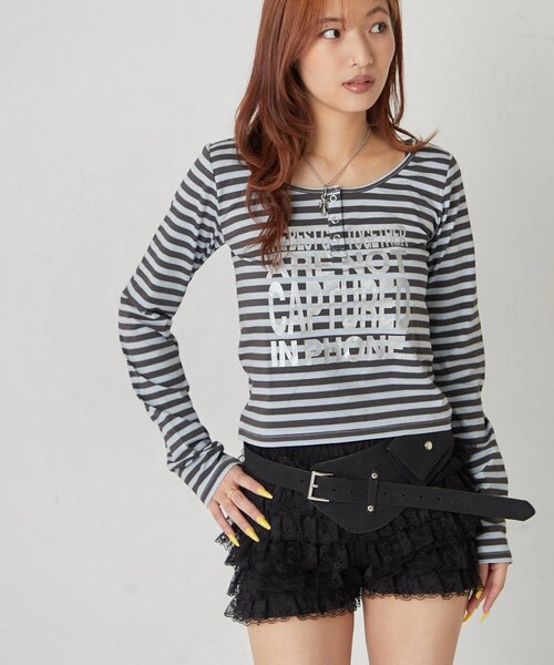 WHO'S WHO gallery(フーズフーギャラリー)の「メッセージドットリングヘンリートップス(Tシャツ/カットソー・レディース・サックスブルー/オフホワイト/チャコールグレー/ネイビー/ピンク・FREE)」の21枚目の写真