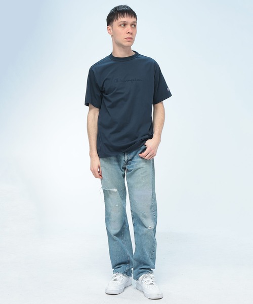 Champion(チャンピオン)の「Champion (チャンピオン) 胸元ロゴプリント Tシャツ 半袖 USAコットン100% ワンポイント刺繍 綿100 ユニセックス C3-D344(Tシャツ/カットソー・メンズ・ブラック/ネイビー/ホワイト・M/L/LL)」の9枚目の写真
