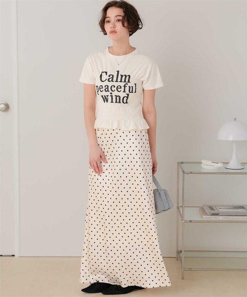 titivate(ティティベイト)の「シャーリングロゴプリントTシャツ(Tシャツ/カットソー・レディース・ネイビー/ライトイエロー/オフホワイト・FREE)」の10枚目の写真
