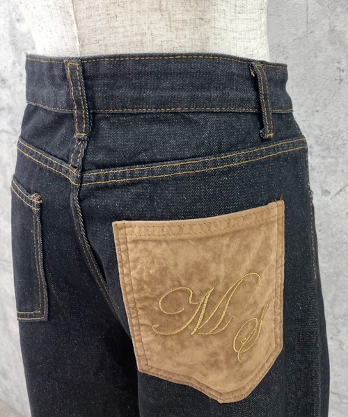 Sibra(シブラ)の「配色バックポケットルーズワイドデニムパンツ(デニムパンツ・レディース・ブラック・M/S/L)」の2枚目の写真