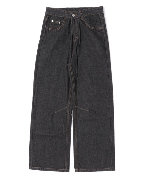 Sibra(シブラ)の「配色バックポケットルーズワイドデニムパンツ(デニムパンツ・レディース・ブラック・M/S/L)」の11枚目の写真