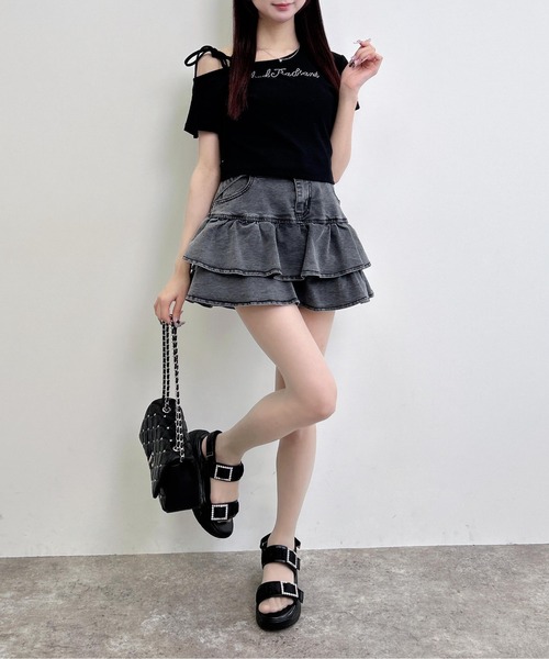 INGNI(イング)の「ワンショル肩リボンロゴリブトップス(Tシャツ/カットソー・レディース・ライトピンク/ブラック/オフホワイト・M)」の17枚目の写真