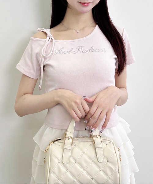 INGNI(イング)の「ワンショル肩リボンロゴリブトップス(Tシャツ/カットソー・レディース・ライトピンク/ブラック/オフホワイト・M)」の19枚目の写真