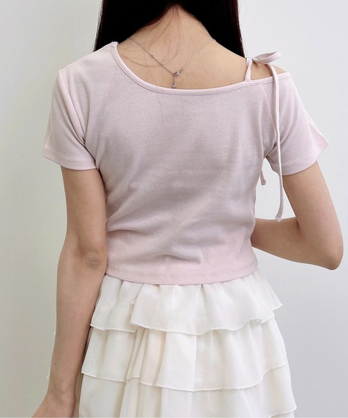 INGNI(イング)の「ワンショル肩リボンロゴリブトップス(Tシャツ/カットソー・レディース・ライトピンク/ブラック/オフホワイト・M)」の22枚目の写真