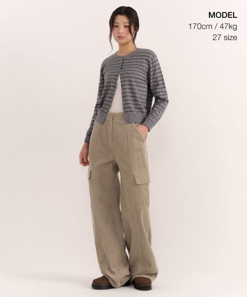 MUSINSA STANDARD WOMAN（ムシンサスタンダードウーマン）の「ウィメンズ 8W コーデュロイワイドカーゴパンツ [ライトベージュ]（その他パンツ・レディース・その他・26/27/28/29/30/24/25）」の2枚目の写真