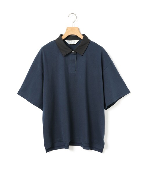 MidiUmi(ミディウミ)の「MidiUmi ワイドポロシャツプルオーバー(Tシャツ/カットソー・レディース・キナリ/ネイビー・FREE)」の2枚目の写真
