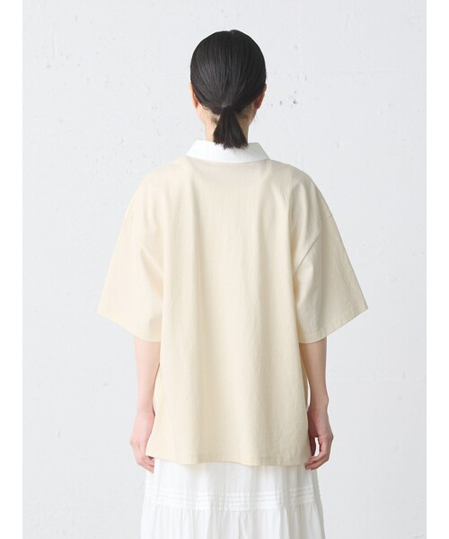 MidiUmi(ミディウミ)の「MidiUmi ワイドポロシャツプルオーバー(Tシャツ/カットソー・レディース・キナリ/ネイビー・FREE)」の8枚目の写真