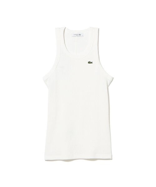 LACOSTE(ラコステ)の「LACOSTE / エッセンシャルリブニットタンクトップ(Tシャツ/カットソー・レディース・ブラック/ホワイト・36)」の1枚目の写真