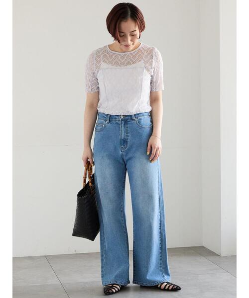 Te chichi(テチチ)の「パッチワークレース5分袖トップス(Tシャツ/カットソー・レディース・ラベンダー/ブラック/オフホワイト・F)」の11枚目の写真