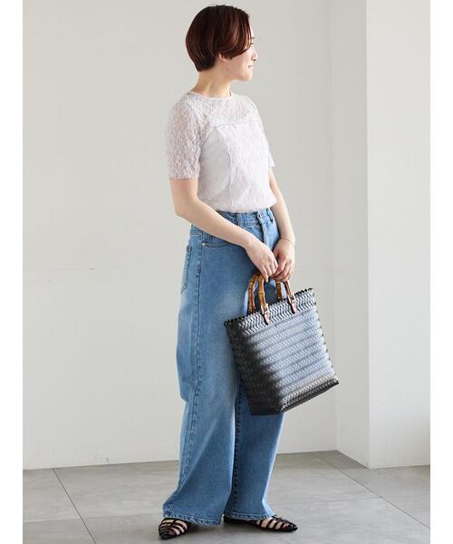Te chichi(テチチ)の「パッチワークレース5分袖トップス(Tシャツ/カットソー・レディース・ラベンダー/ブラック/オフホワイト・F)」の12枚目の写真