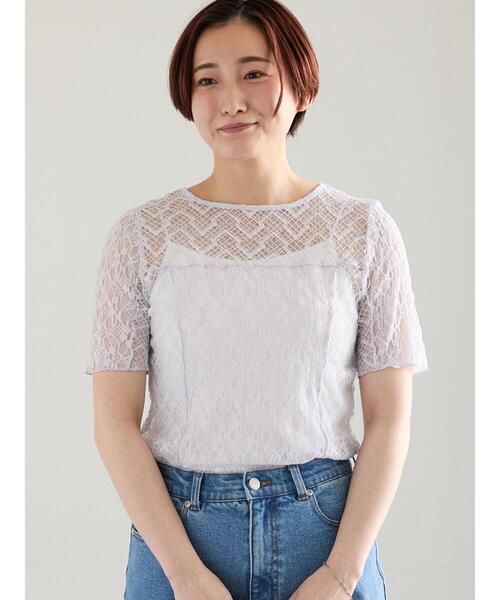 Te chichi(テチチ)の「パッチワークレース5分袖トップス(Tシャツ/カットソー・レディース・ラベンダー/ブラック/オフホワイト・F)」の13枚目の写真