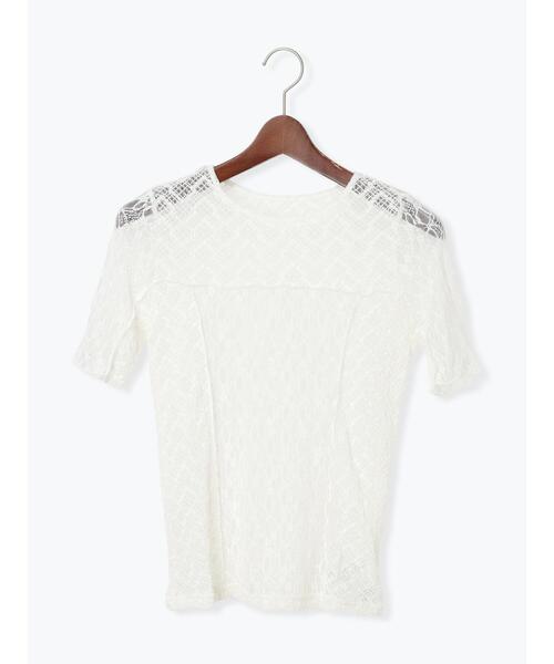 Te chichi(テチチ)の「パッチワークレース5分袖トップス(Tシャツ/カットソー・レディース・ラベンダー/ブラック/オフホワイト・F)」の14枚目の写真