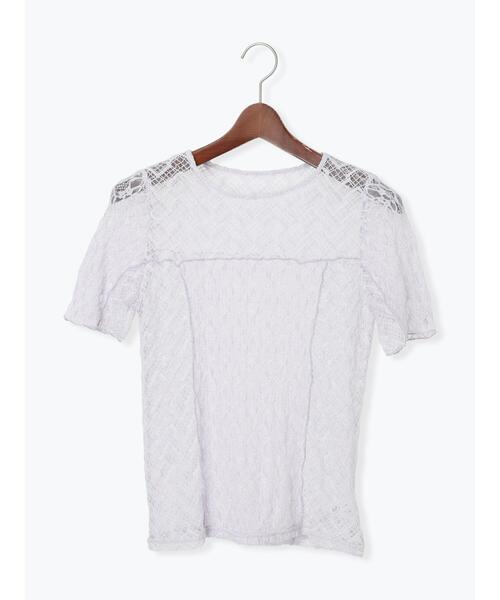 Te chichi(テチチ)の「パッチワークレース5分袖トップス(Tシャツ/カットソー・レディース・ラベンダー/ブラック/オフホワイト・F)」の16枚目の写真