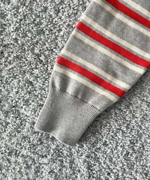 KAIKO(カイコー)の「KAIKO Border v neck sweater(ニット/セーター・メンズ・サックスブルー/グレー系その他2/グレー系その他・3/2/1/4)」の5枚目の写真