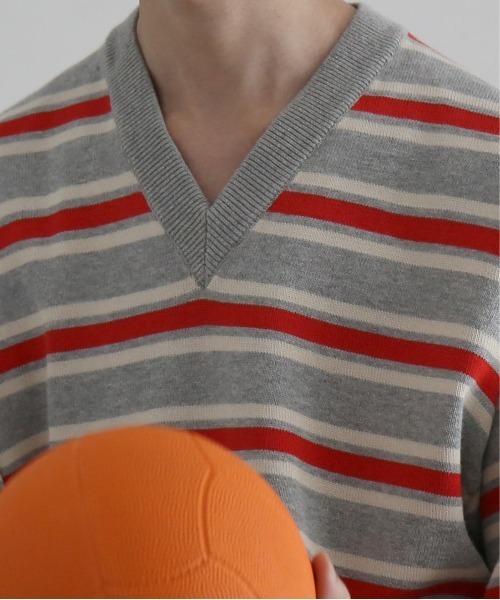 KAIKO(カイコー)の「KAIKO Border v neck sweater(ニット/セーター・メンズ・サックスブルー/グレー系その他2/グレー系その他・3/2/1/4)」の16枚目の写真