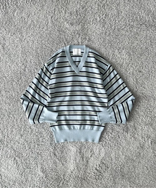KAIKO(カイコー)の「KAIKO Border v neck sweater(ニット/セーター・メンズ・サックスブルー/グレー系その他2/グレー系その他・3/2/1/4)」の22枚目の写真