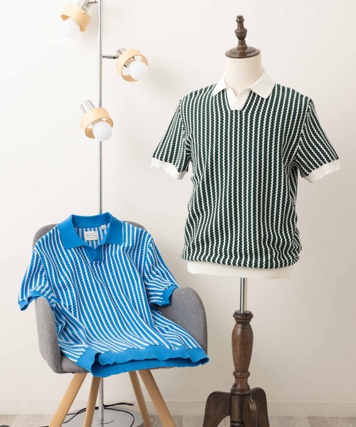 Ben Sherman(ベンシャーマン)の「バーティカルウェーブニットポロ(ポロシャツ・メンズ・グリーン/ブルー・MEDIUM/X-LARGE/LARGE/SMALL)」の4枚目の写真