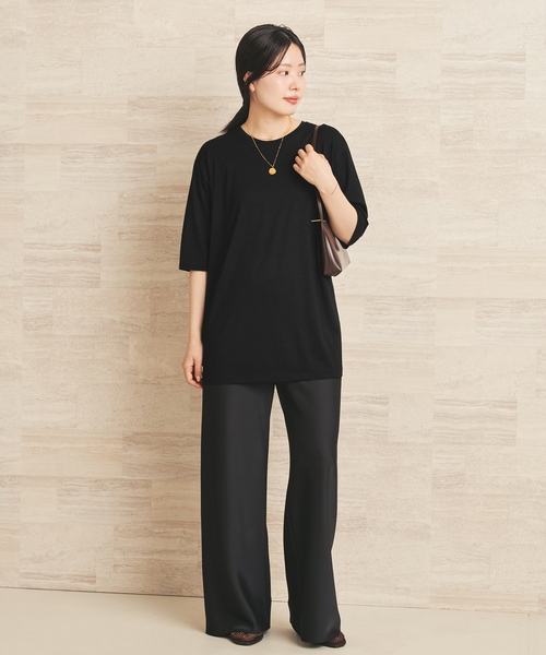 plage(プラージュ)の「toropical jersey Tシャツ(Tシャツ/カットソー・レディース・ブラック/アイボリー・FREE)」の16枚目の写真