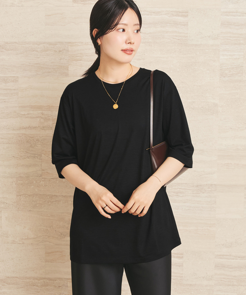 plage(プラージュ)の「toropical jersey Tシャツ(Tシャツ/カットソー・レディース・ブラック/アイボリー・FREE)」の15枚目の写真