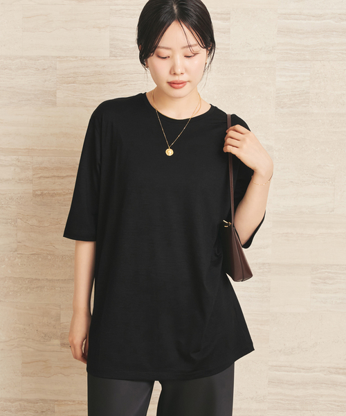 plage(プラージュ)の「toropical jersey Tシャツ(Tシャツ/カットソー・レディース・ブラック/アイボリー・FREE)」の9枚目の写真