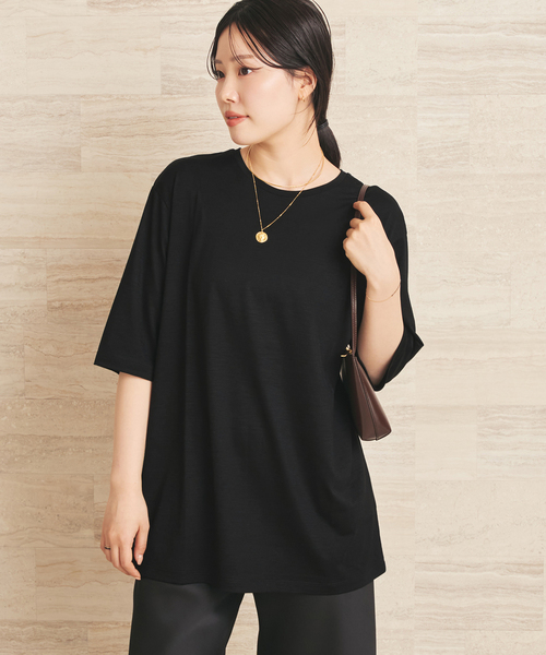 plage(プラージュ)の「toropical jersey Tシャツ(Tシャツ/カットソー・レディース・ブラック/アイボリー・FREE)」の3枚目の写真