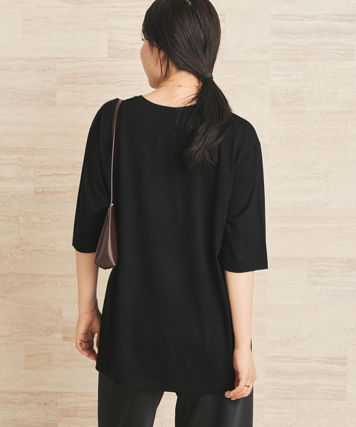 plage(プラージュ)の「toropical jersey Tシャツ(Tシャツ/カットソー・レディース・ブラック/アイボリー・FREE)」の6枚目の写真