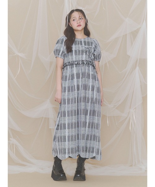 merry jenny(メリージェニー)の「pindot checkスカラップワンピース(ワンピース・レディース・オフホワイト/ブラック・FREE)」の14枚目の写真
