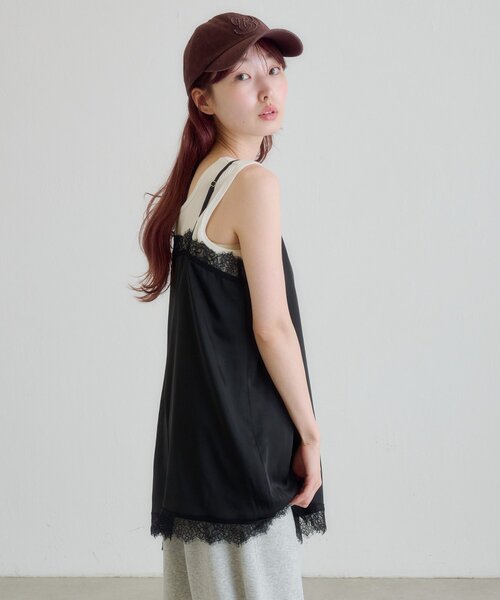 kastane レースサテンキャミ Kastane（カスタネ）の「レースサテンキャミ（キャミソール）」 - WEAR