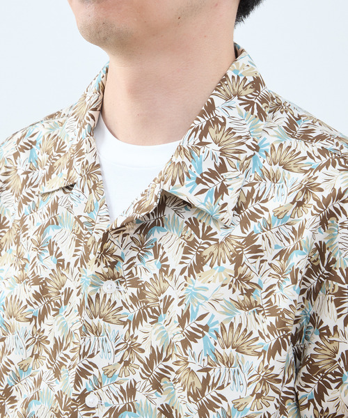 MEN'S MELROSE（メンズメルローズ）の「ボタニカルプリント半袖オープンカラーシャツ（シャツ/ブラウス・メンズ・ホワイト/ベージュ・3/4）」の3枚目の写真