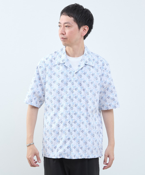 MEN'S MELROSE（メンズメルローズ）の「ボタニカルプリント半袖オープンカラーシャツ（シャツ/ブラウス・メンズ・ホワイト/ベージュ・3/4）」の9枚目の写真