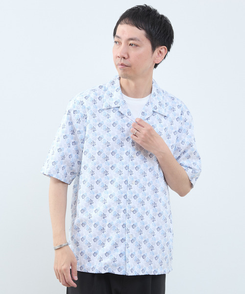 MEN'S MELROSE（メンズメルローズ）の「ボタニカルプリント半袖オープンカラーシャツ（シャツ/ブラウス・メンズ・ホワイト/ベージュ・3/4）」の10枚目の写真