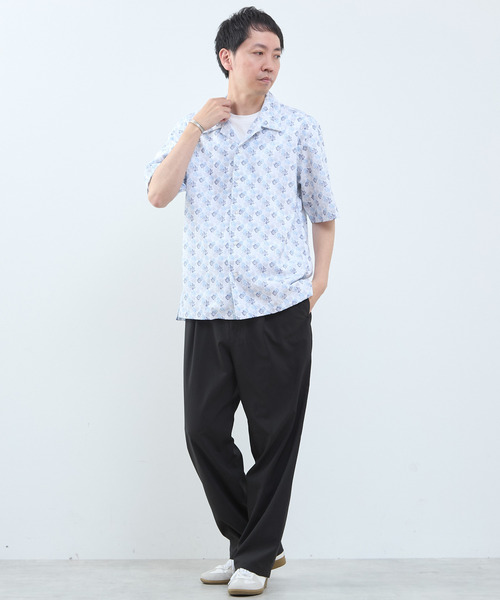 MEN'S MELROSE（メンズメルローズ）の「ボタニカルプリント半袖オープンカラーシャツ（シャツ/ブラウス・メンズ・ホワイト/ベージュ・3/4）」の12枚目の写真