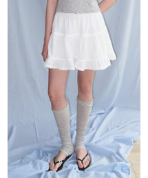 Lace Tiered Mini Skirt, White